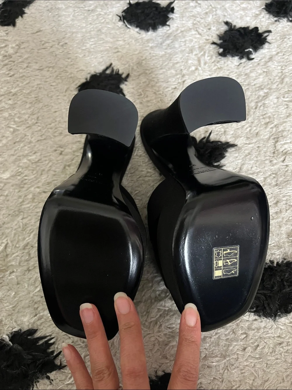Saint Laurent size 7 Boogie 110 Black Satin Platform Mule Heels new
